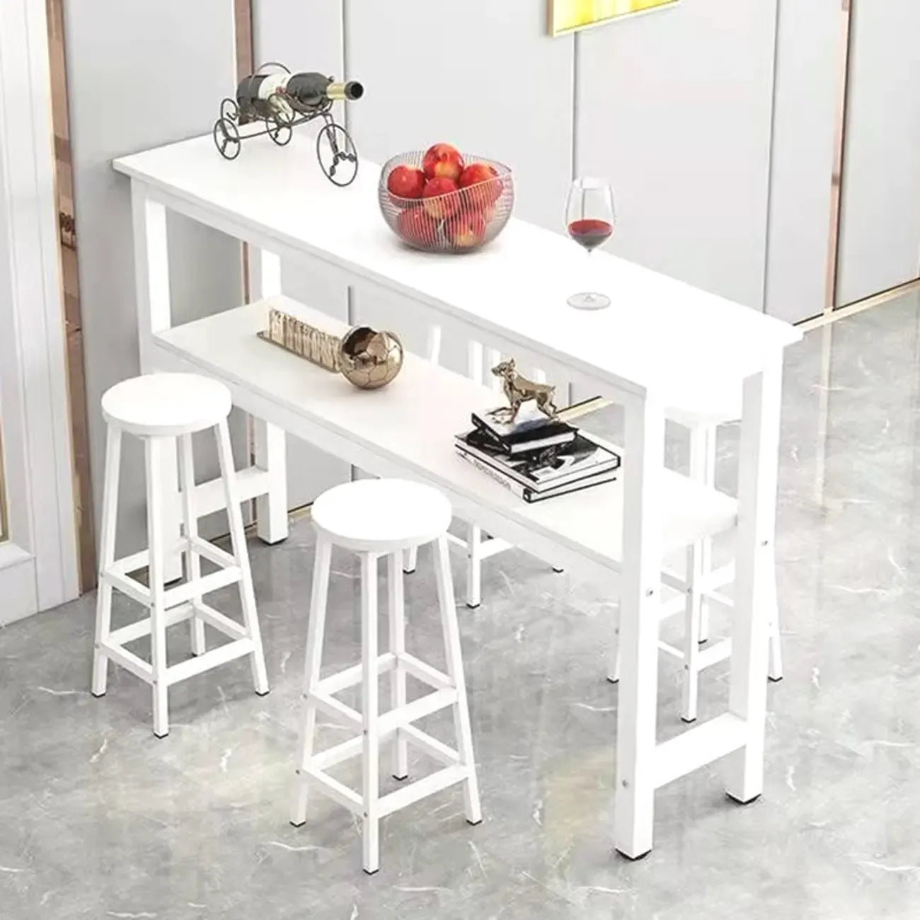 Modern Steel Wood Bar Tables with Shelf