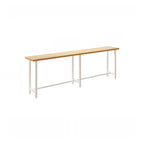 Natural Wooden Top Bar Table Metal Base with Footrest