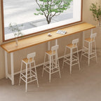 Natural Wooden Top Bar Table Metal Base with Footrest