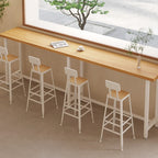 Natural Wooden Top Bar Table Metal Base with Footrest
