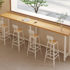 Natural Wooden Top Bar Table Metal Base with Footrest