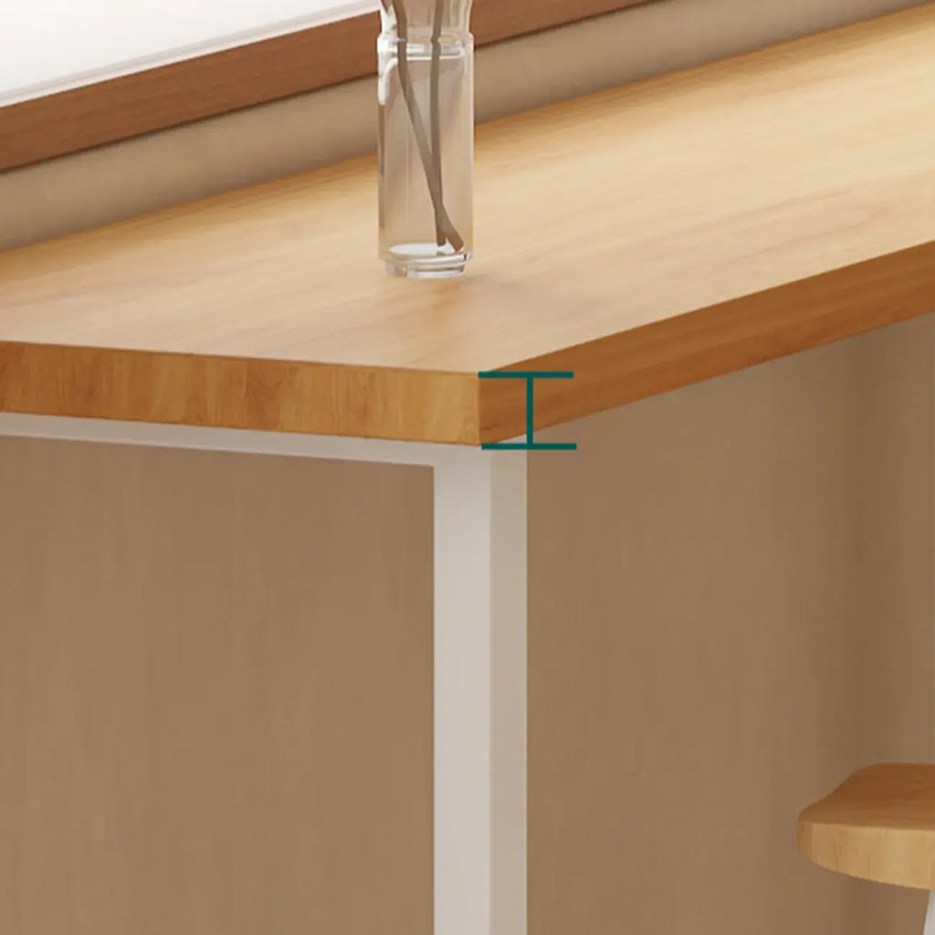 Natural Wooden Top Bar Table Metal Base with Footrest