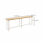 Natural Wooden Top Bar Table Metal Base with Footrest