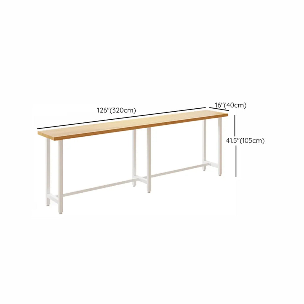 Natural Wooden Top Bar Table Metal Base with Footrest