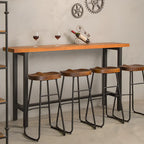 Modern Industrial Bar Table Wood Top Metal Trestle Base
