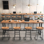 Modern Wooden Freeform Pub Table with Metal Trestle Base
