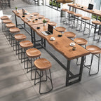 Modern Wooden Freeform Pub Table with Metal Trestle Base