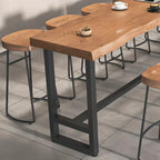 Modern Wooden Freeform Pub Table with Metal Trestle Base
