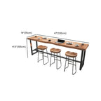 Modern Wooden Freeform Pub Table with Metal Trestle Base