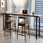 Rectangle Wooden Bar Height Table Metal Sled Base