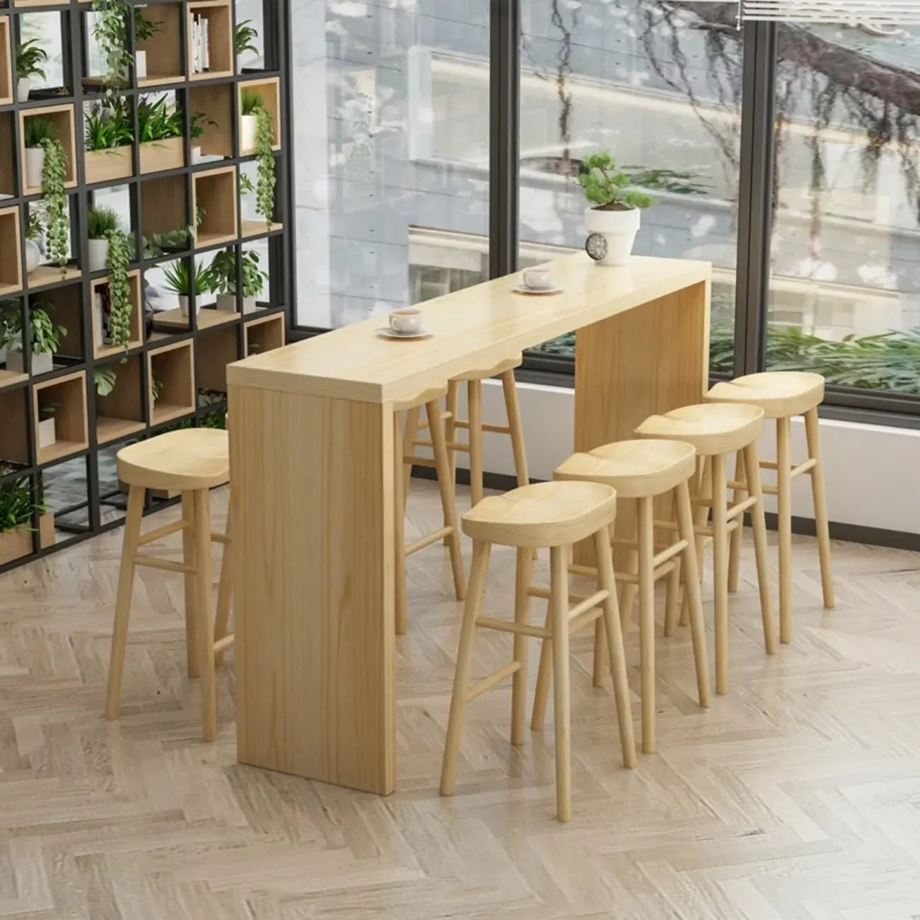 Scandinavian Solid Wood Pub Table Rectangle 4 Seats