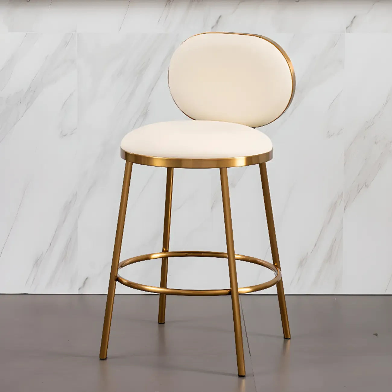 Modern 4-Leg Metal Faux Leather Upholstered Bar Stools