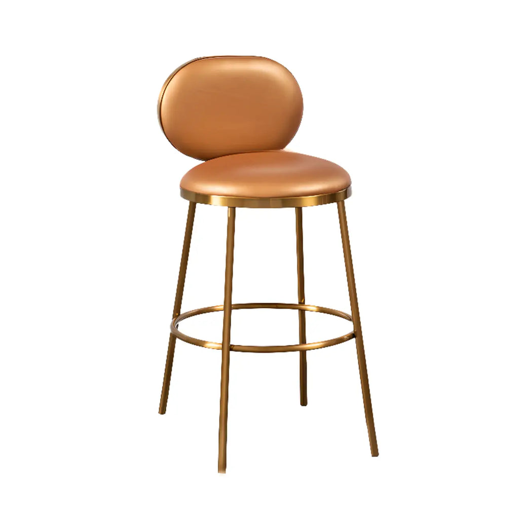 Modern 4-Leg Metal Faux Leather Upholstered Bar Stools