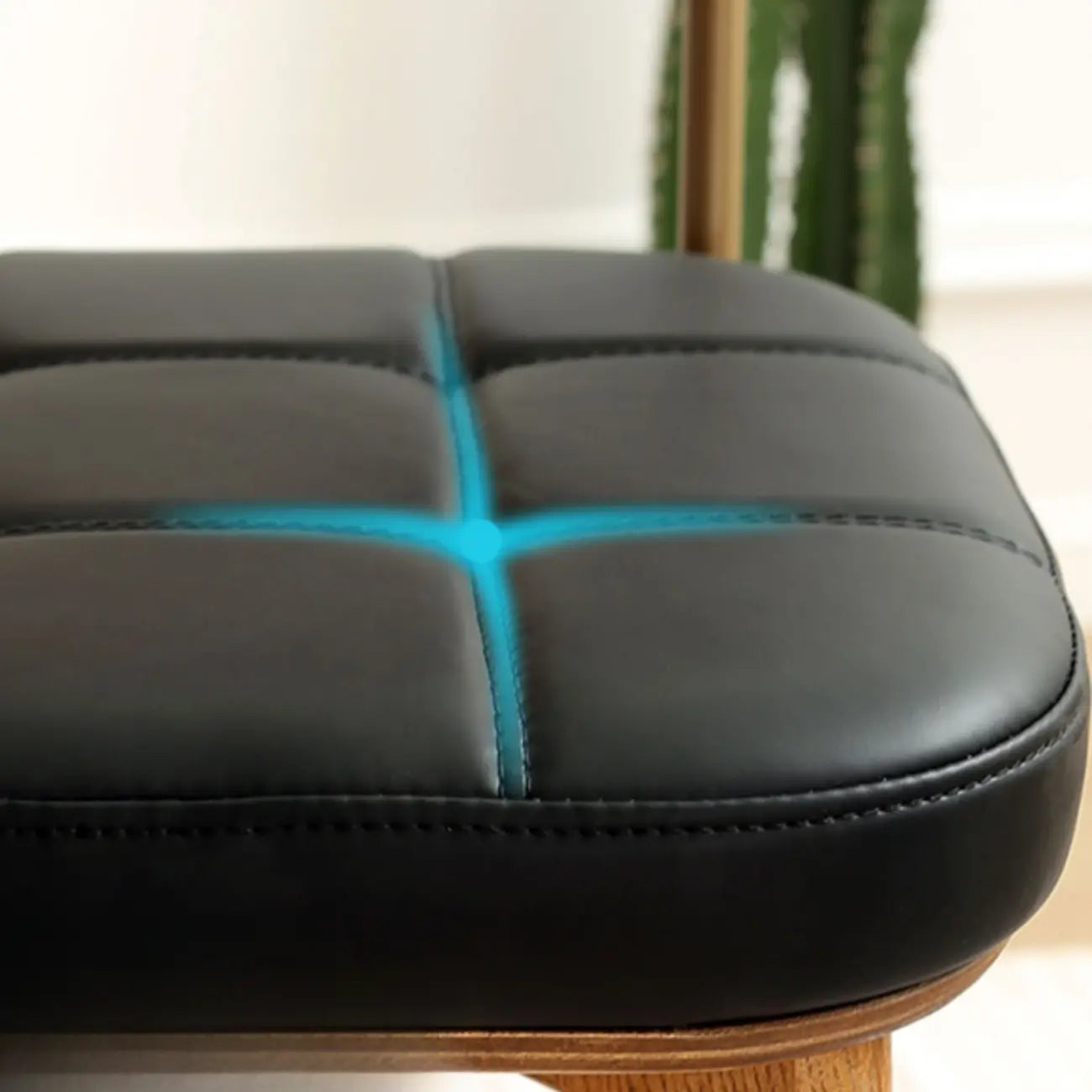 Wooden Square Leather Upholstered Bar Stool with Backrest