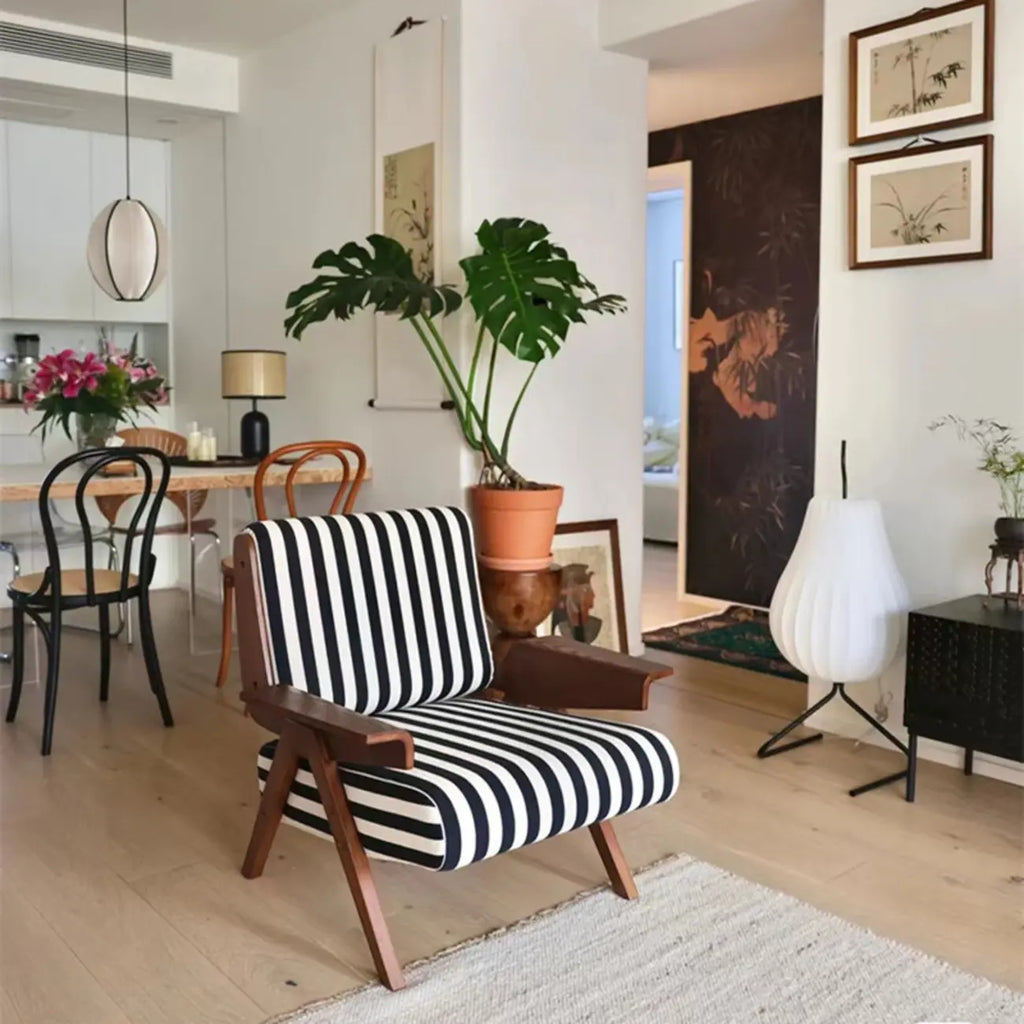 Modern Fabric Accent Chair with Wooden Frame for Living Room