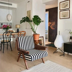 Modern Fabric Accent Chair with Wooden Frame for Living Room