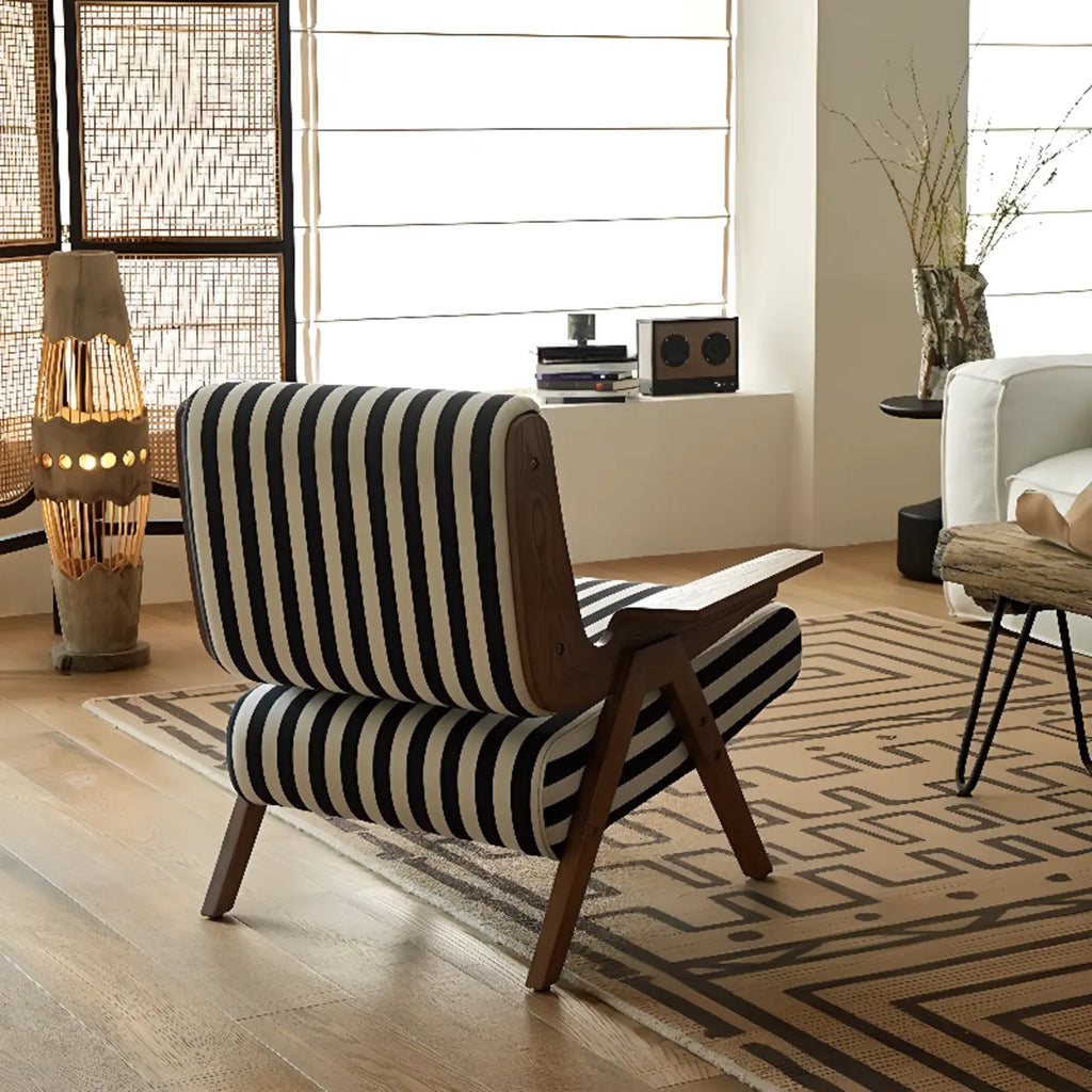 Modern Fabric Accent Chair with Wooden Frame for Living Room