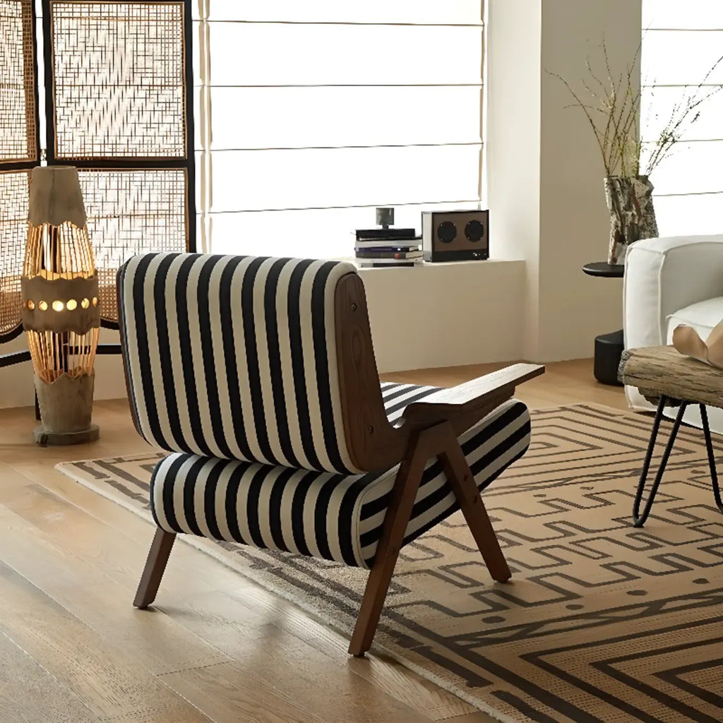 Modern Fabric Accent Chair with Wooden Frame for Living Room