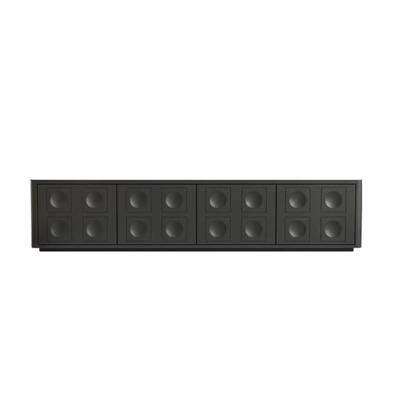 79 Black Long Stone Geometric Cabinet Doors TV Stand