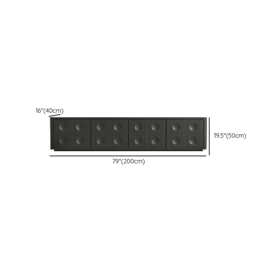 79 Black Long Stone Geometric Cabinet Doors TV Stand