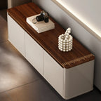 2-Drawer Brown Wooden Entryway Bench with Shoe Storage