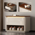 2-Drawer Brown Wooden Entryway Bench with Shoe Storage
