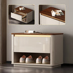 2-Drawer Brown Wooden Entryway Bench with Shoe Storage
