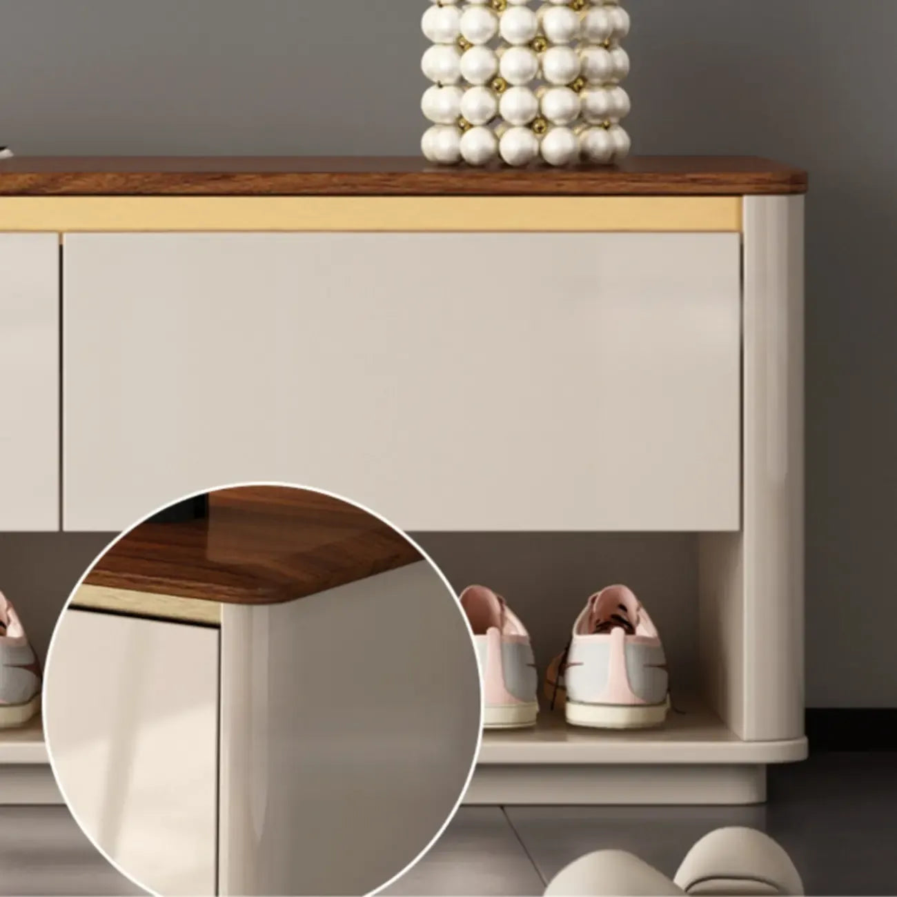 2-Drawer Brown Wooden Entryway Bench with Shoe Storage