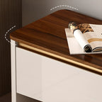2-Drawer Brown Wooden Entryway Bench with Shoe Storage