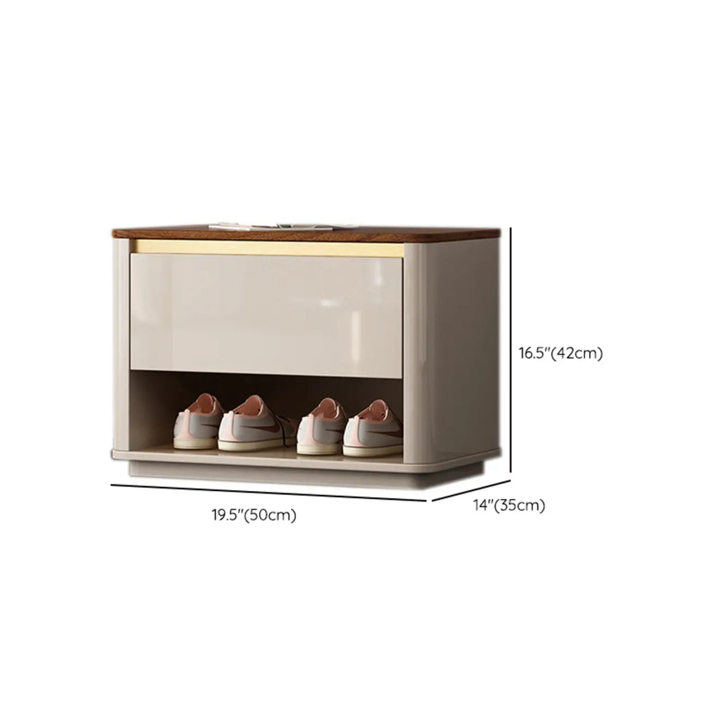 2-Drawer Brown Wooden Entryway Bench with Shoe Storage
