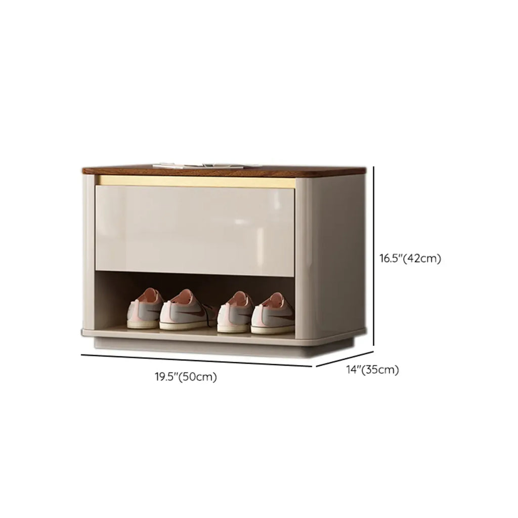 2-Drawer Brown Wooden Entryway Bench with Shoe Storage