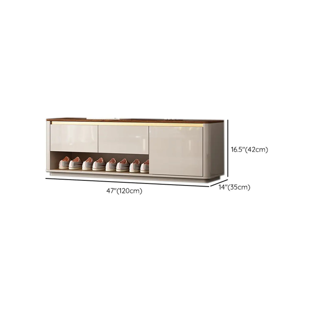 2-Drawer Brown Wooden Entryway Bench with Shoe Storage