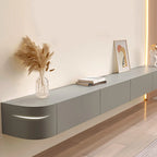 87 Grey Solid Wood Long Floating TV Stand with Drawers