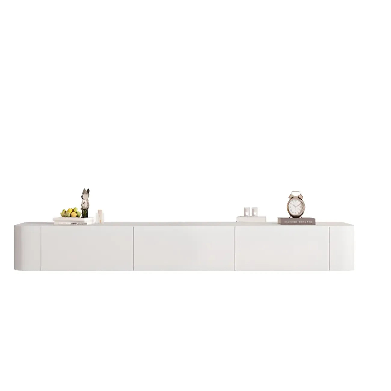 87 Grey Solid Wood Long Floating TV Stand with Drawers