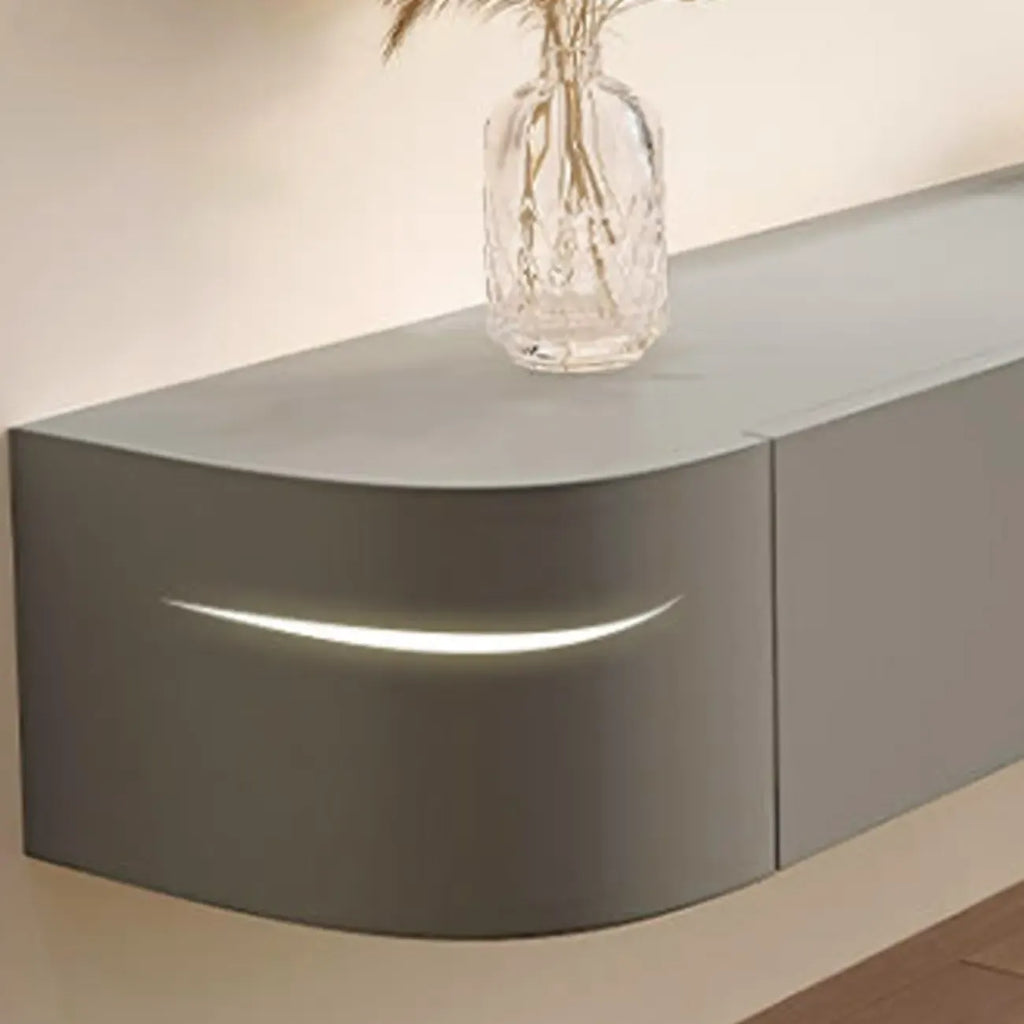 87 Grey Solid Wood Long Floating TV Stand with Drawers