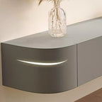 87 Grey Solid Wood Long Floating TV Stand with Drawers