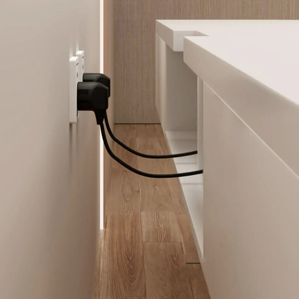 87 Grey Solid Wood Long Floating TV Stand with Drawers