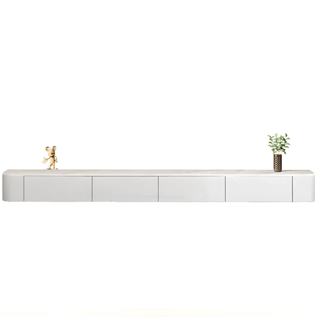 87 Grey Solid Wood Long Floating TV Stand with Drawers