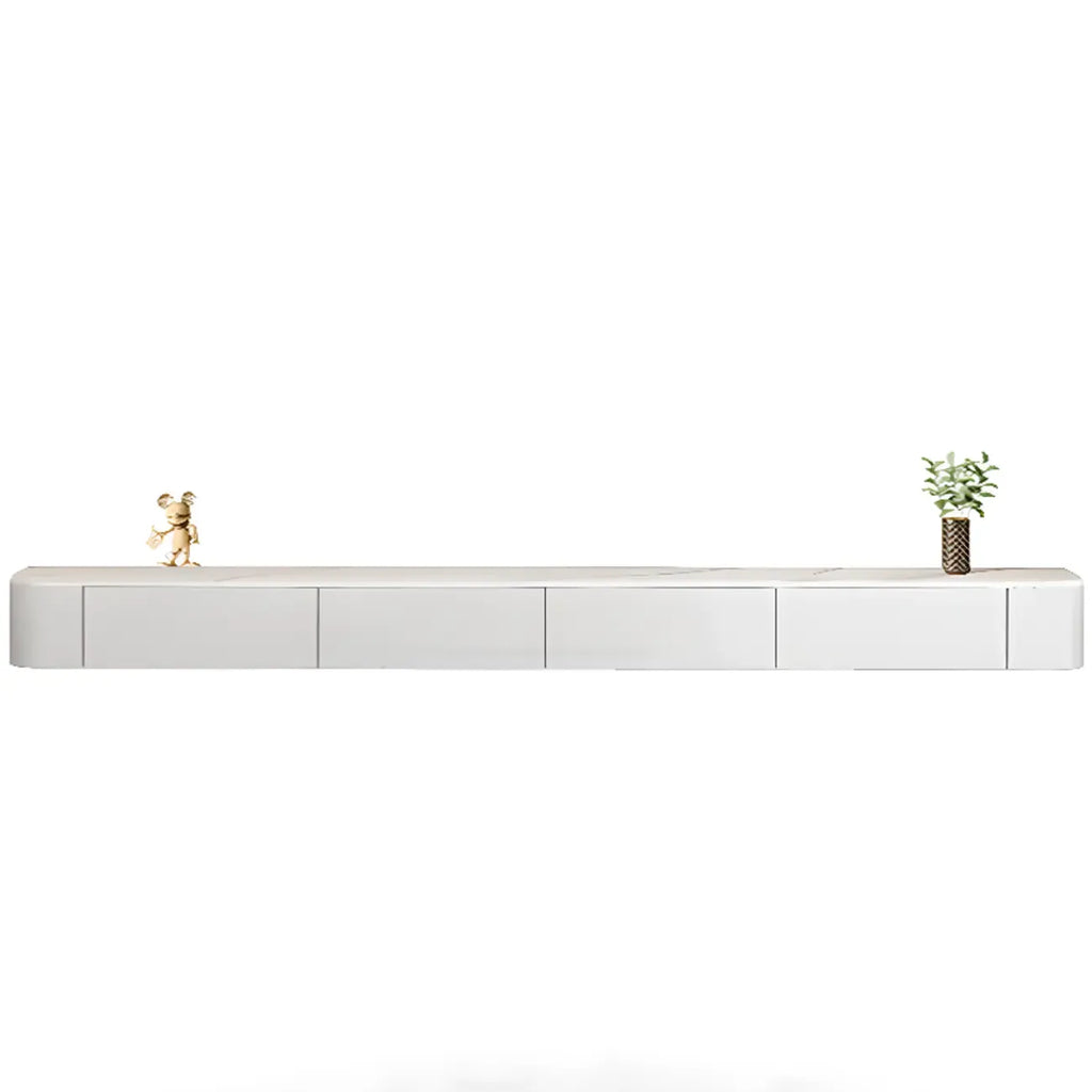 87 Grey Solid Wood Long Floating TV Stand with Drawers