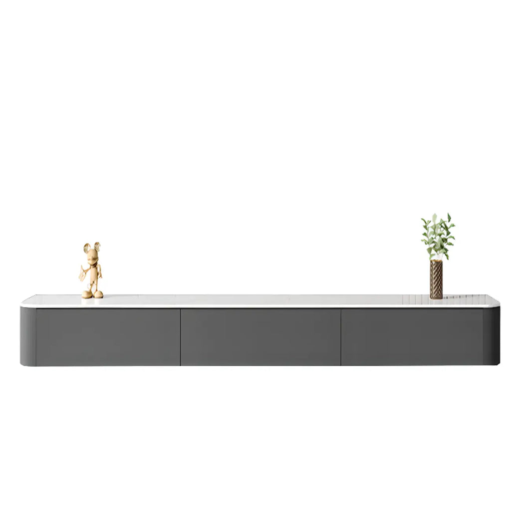 87 Grey Solid Wood Long Floating TV Stand with Drawers