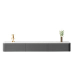 87 Grey Solid Wood Long Floating TV Stand with Drawers