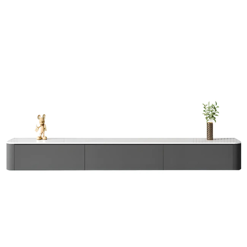 87 Grey Solid Wood Long Floating TV Stand with Drawers