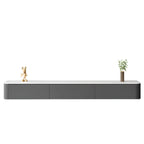 87 Grey Solid Wood Long Floating TV Stand with Drawers