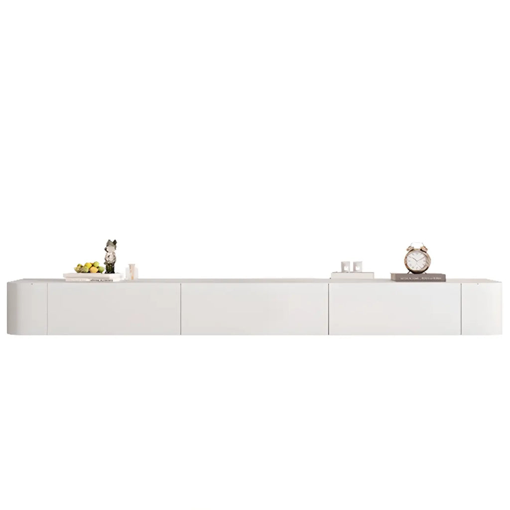 87 Grey Solid Wood Long Floating TV Stand with Drawers