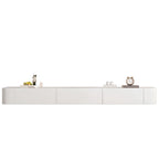 87 Grey Solid Wood Long Floating TV Stand with Drawers