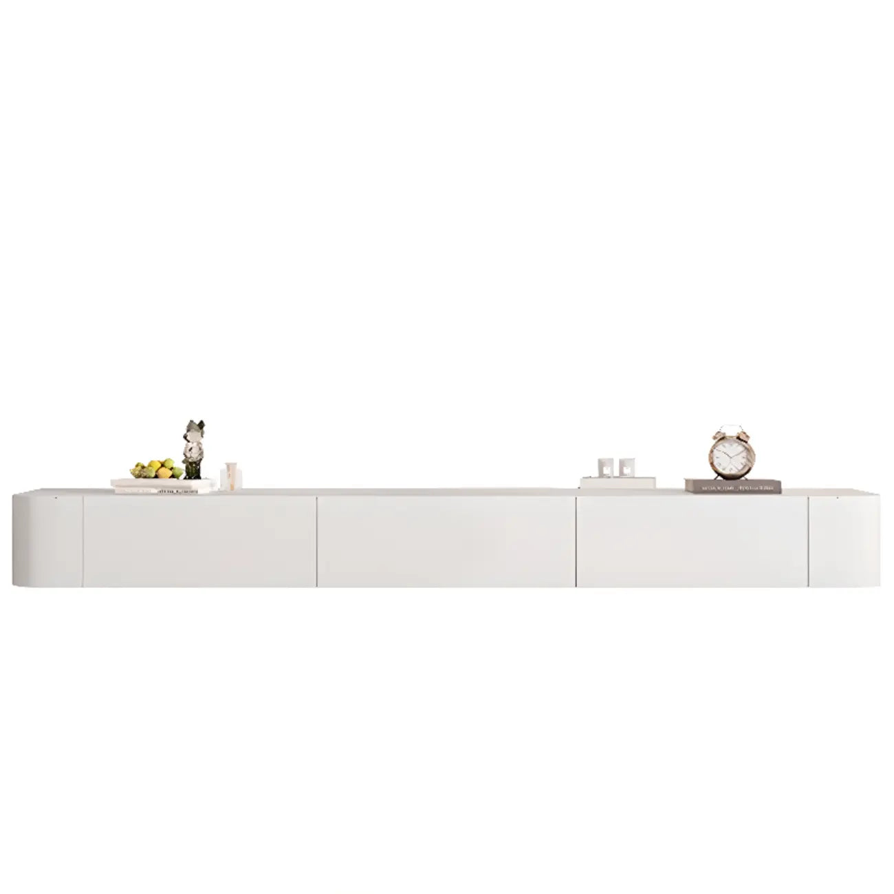 87 Grey Solid Wood Long Floating TV Stand with Drawers