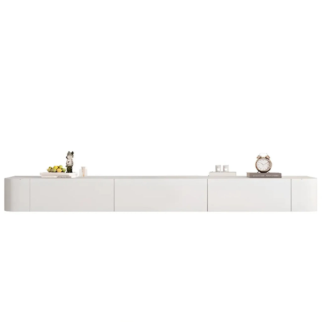 87 Grey Solid Wood Long Floating TV Stand with Drawers