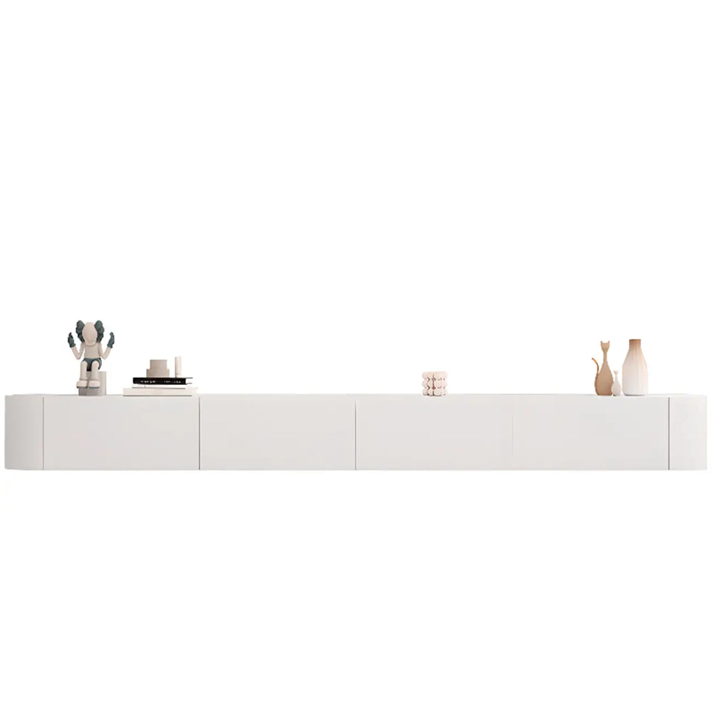 87 Grey Solid Wood Long Floating TV Stand with Drawers