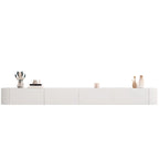 87 Grey Solid Wood Long Floating TV Stand with Drawers