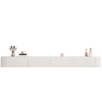 87 Grey Solid Wood Long Floating TV Stand with Drawers